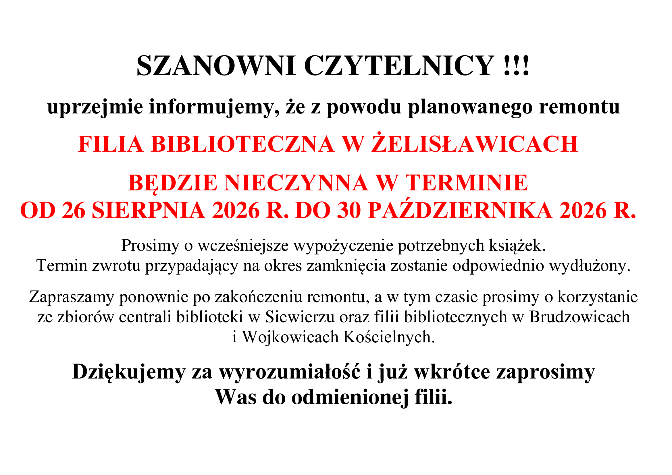 Informacja dla czytelników Informacja dla czytelników
