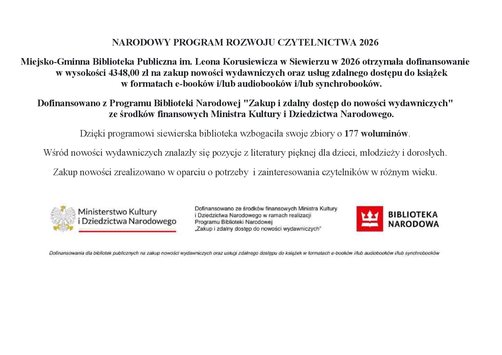 Narodowy Program Rozwoju Czytelnictwa 2026 Narodowy Program Rozwoju Czytelnictwa 2026