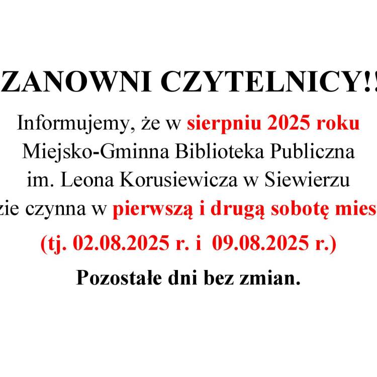 Soboty - sierpień 2025