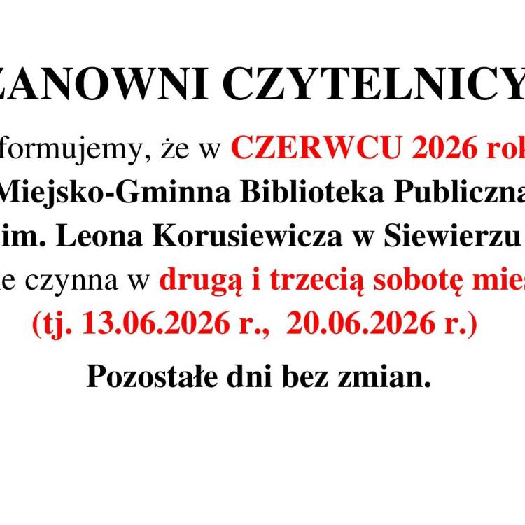 Soboty - czerwiec 2026