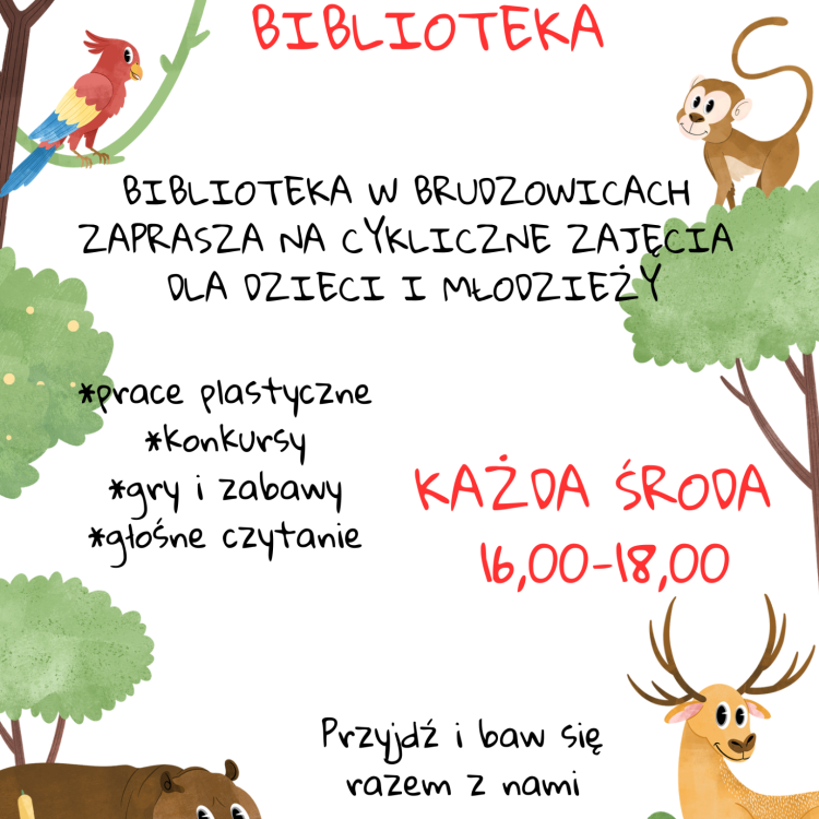 Biblioteka w Brudzowicach zaprasza na cykliczne zajęcia dla dzieci i młodzieży. 