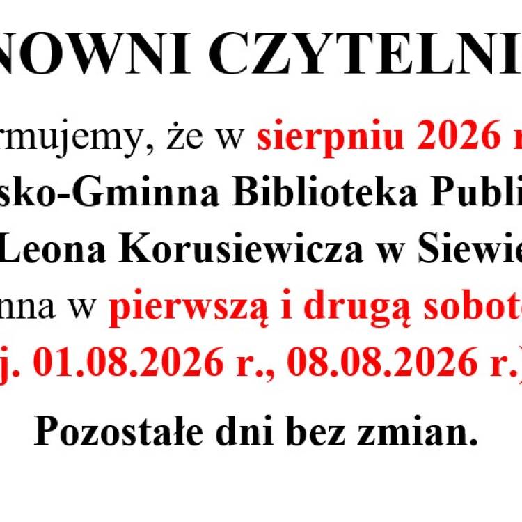 Soboty - sierpień 2026