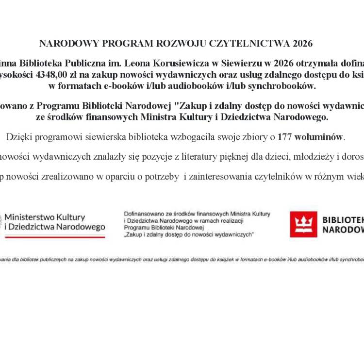 Narodowy Program Rozwoju Czytelnictwa 2026